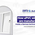 German-technology factory showing the uPVC window manufacturing process with precision fabrication and quality control